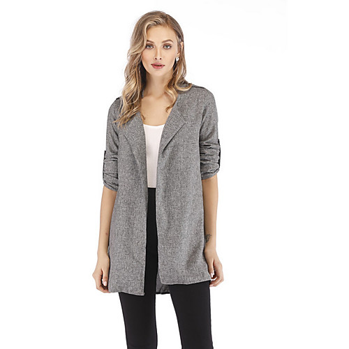 Women's Daily Street chic Plus Size Regular Trench Coat, Solid Colored Rolled collar Long Sleeve Polyester Gray
Women's Daily Street chic Plus Size Regular Trench Coat, Solid Colored Rolled collar Long Sleeve Polyester Gray
