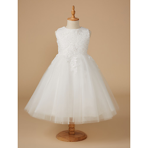 Ball Gown Knee Length Flower Girl Dresses Wedding Lace Sleeveless Jewel Neck with Appliques / First Communion
Ball Gown Knee Length Flower Girl Dresses Wedding Lace Sleeveless Jewel Neck with Appliques / First Communion