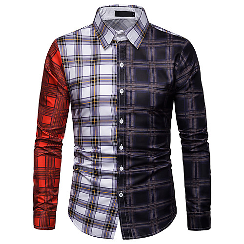 Men's Daily Shirt - Color Block / Plaid Print Classic Collar White / Long Sleeve / Spring / Fall
Men's Daily Shirt - Color Block / Plaid Print Classic Collar White / Long Sleeve / Spring / Fall
