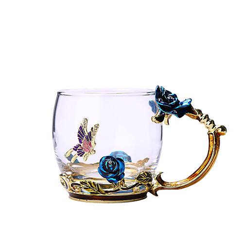 Blue Rose Enamel Crystal Cup Flower Tea Glass Glass Water Mug with Handgrip Gift Lover Wedding
Blue Rose Enamel Crystal Cup Flower Tea Glass Glass Water Mug with Handgrip Gift Lover Wedding