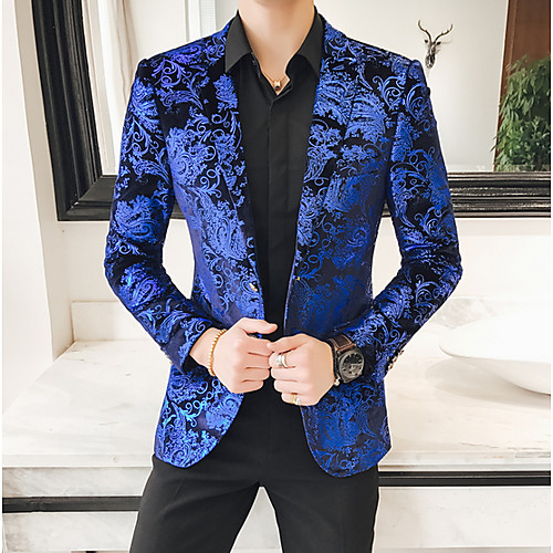 Men's Blazer Blazer Floral Regular Fit Polyester Men's Suit Blue - Notch lapel collar
Men's Blazer Blazer Floral Regular Fit Polyester Men's Suit Blue - Notch lapel collar