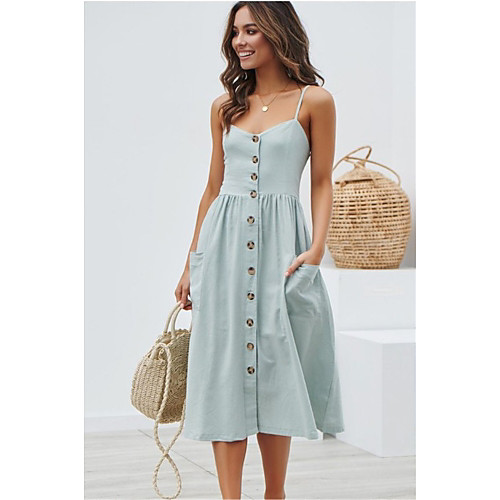 Women's Strap Dress Midi Dress Yellow Camel White Red Light Blue Sleeveless Solid Colored Spring & Summer 2021 S M L XL XXL / Cotton / Cotton
Women's Strap Dress Midi Dress Yellow Camel White Red Light Blue Sleeveless Solid Colored Spring & Summer 2021 S M L XL XXL / Cotton / Cotton