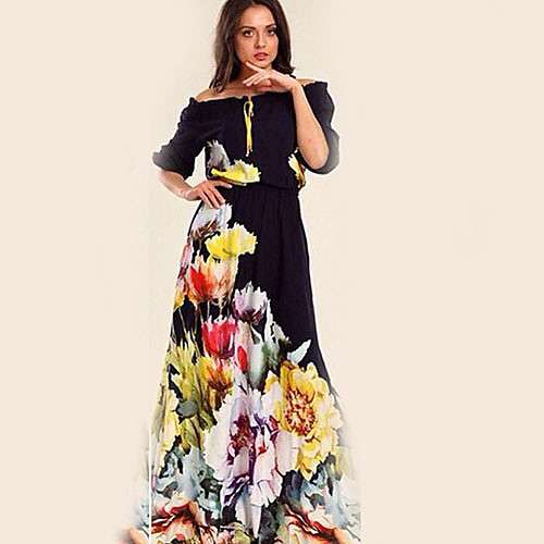 Women's Swing Dress Maxi long Dress Navy Blue Half Sleeve Floral Print Spring & Summer Off Shoulder Basic Slim 2021 S M L XL
Women's Swing Dress Maxi long Dress Navy Blue Half Sleeve Floral Print Spring & Summer Off Shoulder Basic Slim 2021 S M L XL