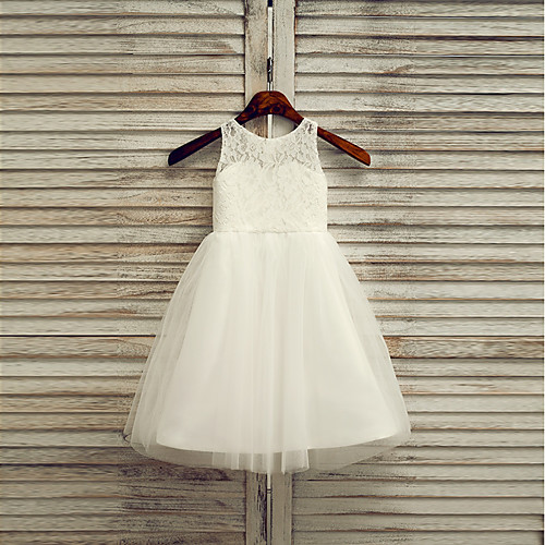 A-Line Tea Length Flower Girl Dresses Wedding Lace Sleeveless Jewel Neck with Solid / First Communion
A-Line Tea Length Flower Girl Dresses Wedding Lace Sleeveless Jewel Neck with Solid / First Communion