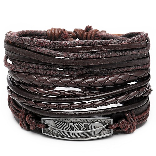 4pcs Men's Leather Bracelet Retro Rope Plaited Wrap Feather Unique Design Hip-Hop PU(Polyurethane) Bracelet Jewelry Brown For Gift Daily
4pcs Men's Leather Bracelet Retro Rope Plaited Wrap Feather Unique Design Hip-Hop PU(Polyurethane) Bracelet Jewelry Brown For Gift Daily