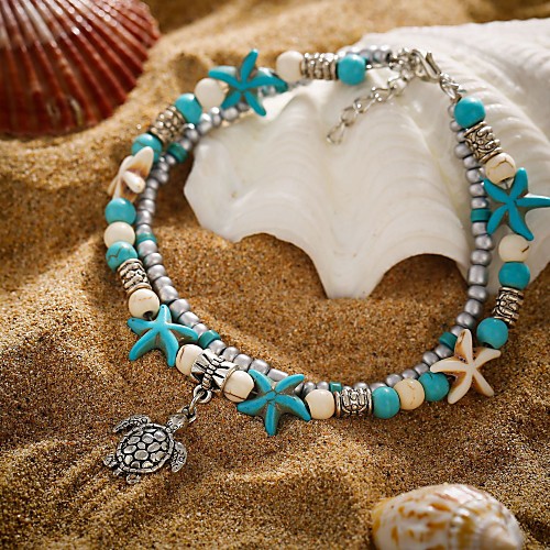 Ankle Bracelet feet jewelry Ethnic Fashion Tropical Women's Body Jewelry For Street Holiday Double Layered Turquoise Alloy Turtle Starfish Turquoise 1pc
Ankle Bracelet feet jewelry Ethnic Fashion Tropical Women's Body Jewelry For Street Holiday Double Layered Turquoise Alloy Turtle Starfish Turquoise 1pc