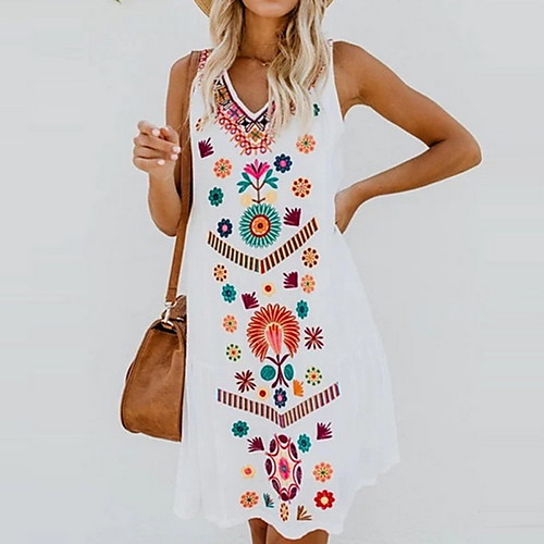 Women's 2020 Plus Size Purple Yellow Dress Embroidery Floral Beach Style Spring A Line Tunic V Neck S M Slim 
Women's 2020 Plus Size Purple Yellow Dress Embroidery Floral Beach Style Spring A Line Tunic V Neck S M Slim