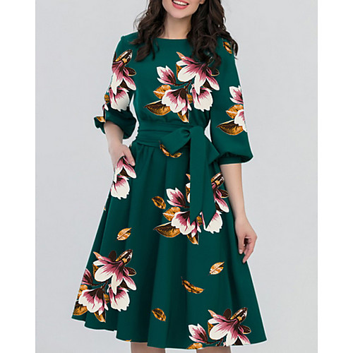 Women's A Line Dress Knee Length Dress Black Green Half Sleeve Floral Round Neck Elegant S M L XL XXL 3XL
Women's A Line Dress Knee Length Dress Black Green Half Sleeve Floral Round Neck Elegant S M L XL XXL 3XL