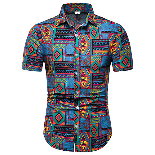 Men's Shirt Graphic Color Block Tribal Print Short Sleeve Street Tops Punk & Gothic Blue
Men's Shirt Graphic Color Block Tribal Print Short Sleeve Street Tops Punk & Gothic Blue