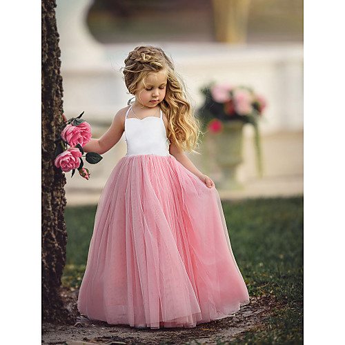Ball Gown Floor Length Flower Girl Dresses Party Tulle Sleeveless Jewel Neck with Color Block
Ball Gown Floor Length Flower Girl Dresses Party Tulle Sleeveless Jewel Neck with Color Block