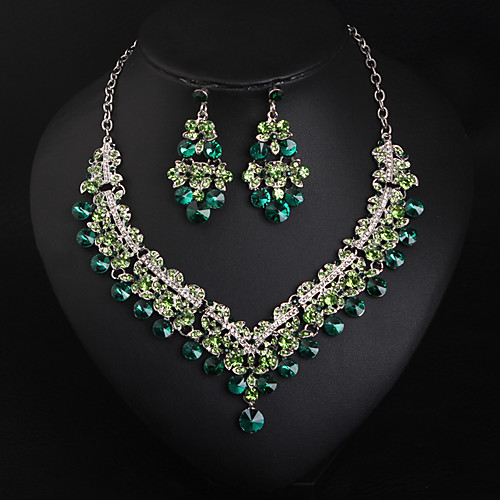 Women's Crystal Bridal Jewelry Sets Transparent Love Statement Rhinestone Earrings Jewelry White / Green For Wedding Party 1 set
Women's Crystal Bridal Jewelry Sets Transparent Love Statement Rhinestone Earrings Jewelry White / Green For Wedding Party 1 set