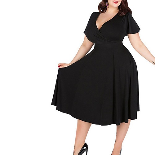 Women's A Line Dress Knee Length Dress Blue Wine Green Black Short Sleeve Deep V XL XXL 3XL 4XL 5XL
Women's A Line Dress Knee Length Dress Blue Wine Green Black Short Sleeve Deep V XL XXL 3XL 4XL 5XL
