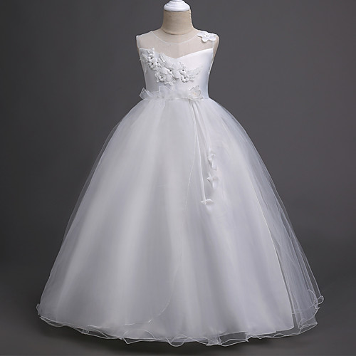 Princess Long Length Flower Girl Dresses Wedding Satin Sleeveless Jewel Neck with Belt / First Communion
Princess Long Length Flower Girl Dresses Wedding Satin Sleeveless Jewel Neck with Belt / First Communion