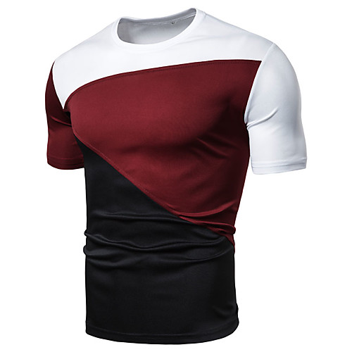 Men's T shirt Shirt Graphic Color Block Patchwork Slim Tops Round Neck White Wine Black
Men's T shirt Shirt Graphic Color Block Patchwork Slim Tops Round Neck White Wine Black