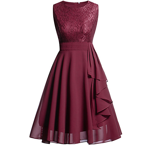 A-Line Hot Holiday Homecoming Valentine's Day Dress Jewel Neck Sleeveless Knee Length Chiffon Lace with Draping Lace Insert 2021
A-Line Hot Holiday Homecoming Valentine's Day Dress Jewel Neck Sleeveless Knee Length Chiffon Lace with Draping Lace Insert 2021