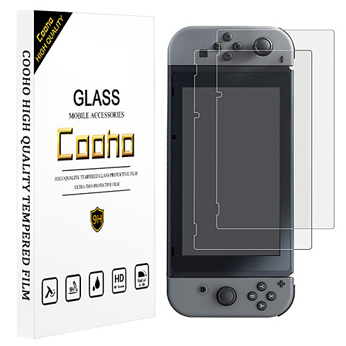

Защитная пленка для экрана Cooho, совместимая с Nintendo Switch Закаленное стекло Защитная пленка для экрана 2 Пленка прозрачная HD Clear и против царапин