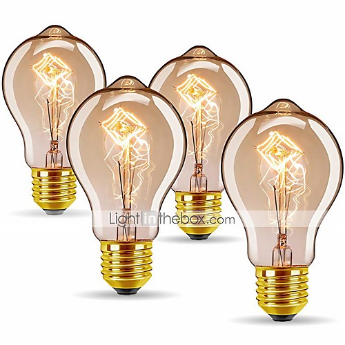 4pcs 40 W E26 / E27 A60(A19) Warm White 2300 k Retro / Dimmable / Decorative Incandescent Vintage Edison Light Bulb 220-240 V
4pcs 40 W E26 / E27 A60(A19) Warm White 2300 k Retro / Dimmable / Decorative Incandescent Vintage Edison Light Bulb 220-240 V