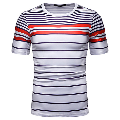 Men's T shirt Striped Graphic Color Block Patchwork Print Tops Cotton White Navy Blue 
Men's T shirt Striped Graphic Color Block Patchwork Print Tops Cotton White Navy Blue