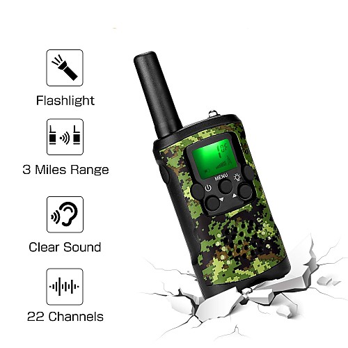 Two Way Radio Intercom 22 Channel 3 Miles Long Range Kids Walkie Talkies Boys Girls Toys Gifts Battery Powered Walky Talky with Flashlight for Outdoor Adventure Camping (Camo)
Two Way Radio Intercom 22 Channel 3 Miles Long Range Kids Walkie Talkies Boys Girls Toys Gifts Battery Powered Walky Talky with Flashlight for Outdoor Adventure Camping (Camo)