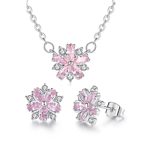 Women's Pink AAA Cubic Zirconia Stud Earrings Necklace Cherry Flower Snowflake Stylish Earrings Jewelry Silver For Daily 1 set
Women's Pink AAA Cubic Zirconia Stud Earrings Necklace Cherry Flower Snowflake Stylish Earrings Jewelry Silver For Daily 1 set