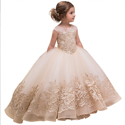 Princess Sweep / Brush Train Flower Girl Dresses Wedding Lace Sleeveless Jewel Neck with Lace
Princess Sweep / Brush Train Flower Girl Dresses Wedding Lace Sleeveless Jewel Neck with Lace