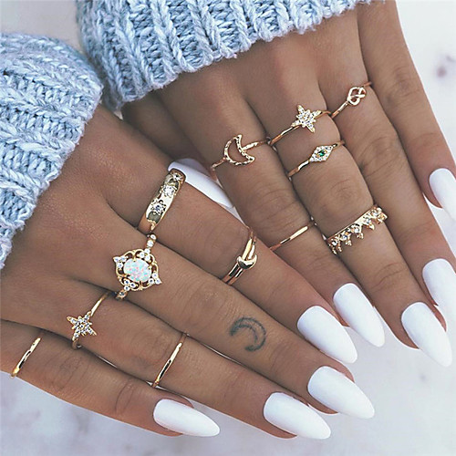 Band Ring Opal Vintage Style Gold Alloy Heart Flower Crown Bohemian Fashion Boho 13pcs / Women's / Nail Finger Ring / Ring Set
Band Ring Opal Vintage Style Gold Alloy Heart Flower Crown Bohemian Fashion Boho 13pcs / Women's / Nail Finger Ring / Ring Set