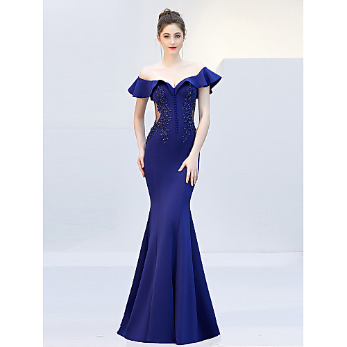 Mermaid / Trumpet Elegant & Luxurious Elegant Formal Evening Dress Off Shoulder Short Sleeve Sweep / Brush Train Satin with Crystals Beading 2021
Mermaid / Trumpet Elegant & Luxurious Elegant Formal Evening Dress Off Shoulder Short Sleeve Sweep / Brush Train Satin with Crystals Beading 2021