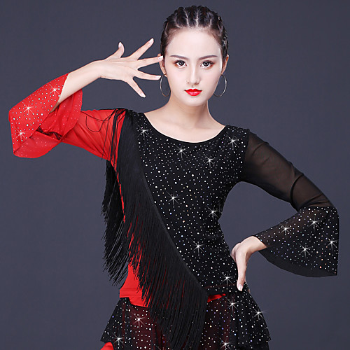 Latin Dance Top Glitter Tassel Split Joint Women's Training Performance Long Sleeve Milk Fiber Polyester
Latin Dance Top Glitter Tassel Split Joint Women's Training Performance Long Sleeve Milk Fiber Polyester