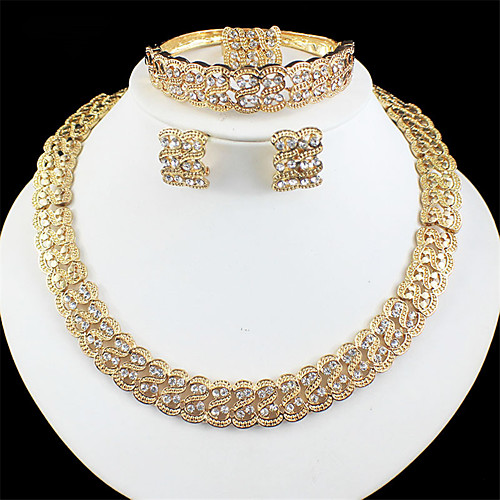 Women's Gold Bridal Jewelry Sets Link / Chain Wave Vintage Earrings Jewelry Gold For Wedding Gift Engagement 1 set
Women's Gold Bridal Jewelry Sets Link / Chain Wave Vintage Earrings Jewelry Gold For Wedding Gift Engagement 1 set