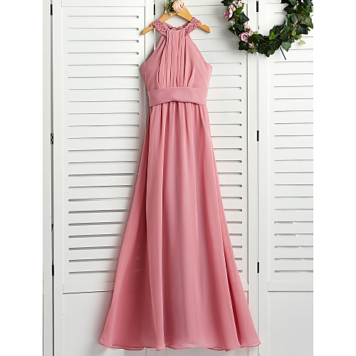 A-Line Maxi Junior Bridesmaid Dress Wedding Chiffon Sleeveless Halter Neck with Beading
A-Line Maxi Junior Bridesmaid Dress Wedding Chiffon Sleeveless Halter Neck with Beading