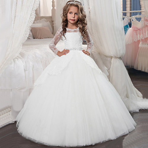 Princess Floor Length Flower Girl Dresses Christmas Chiffon Long Sleeve Jewel Neck with Lace / First Communion
Princess Floor Length Flower Girl Dresses Christmas Chiffon Long Sleeve Jewel Neck with Lace / First Communion
