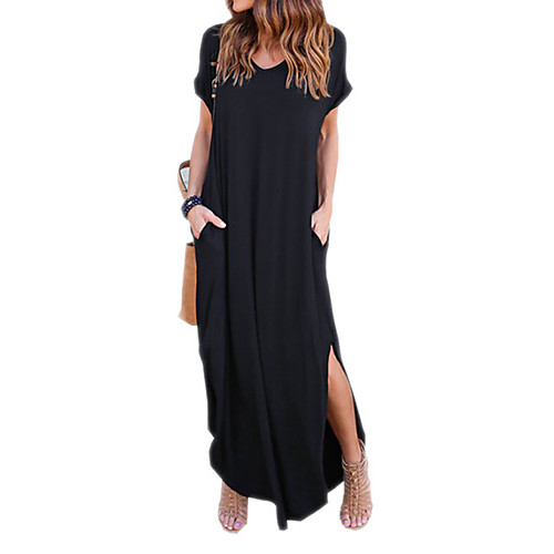 Women's Loose Maxi long Dress Wine Blue Gray Black Short Sleeve Black Solid Colored Round Neck Hot Streetwear Slim S M L XL / Cotton / Cotton
Women's Loose Maxi long Dress Wine Blue Gray Black Short Sleeve Black Solid Colored Round Neck Hot Streetwear Slim S M L XL / Cotton / Cotton