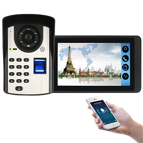 618FD11 7 inch capacitive touch screen video camera wired video doorbell wifi / 3G / 4G remote call / fingerprint / password / remote control unlock video intercom one to one
618FD11 7 inch capacitive touch screen video camera wired video doorbell wifi / 3G / 4G remote call / fingerprint / password / remote control unlock video intercom one to one