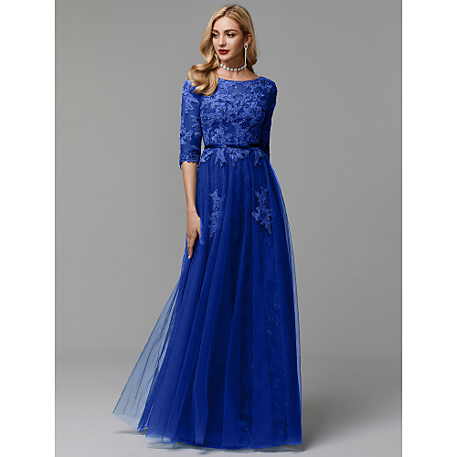 Sheath / Column Elegant Prom Formal Evening Dress Boat Neck Half Sleeve Floor Length Lace Tulle with Beading Appliques 2021
Sheath / Column Elegant Prom Formal Evening Dress Boat Neck Half Sleeve Floor Length Lace Tulle with Beading Appliques 2021