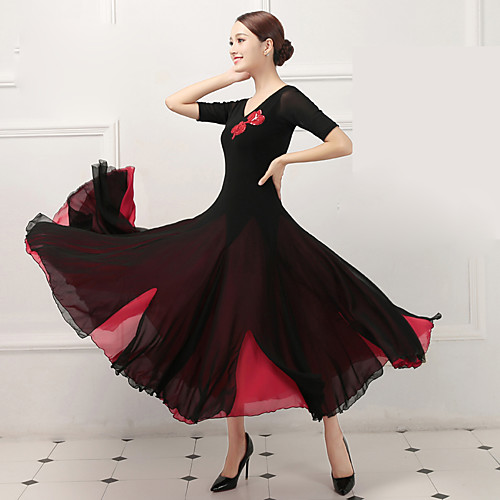 Ballroom Dance Dress Embroidery Split Joint Women's Training Performance Half Sleeve Natural Crystal Cotton Elastane Tulle
Ballroom Dance Dress Embroidery Split Joint Women's Training Performance Half Sleeve Natural Crystal Cotton Elastane Tulle