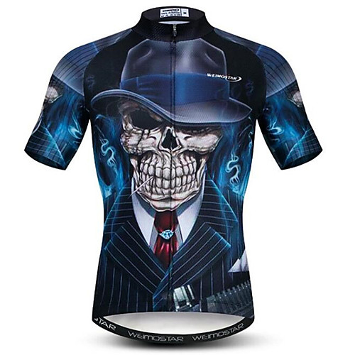 21Grams 3D Skull Men's Short Sleeve Cycling Jersey - Blue / Black Bike Jersey Top Breathable Moisture Wicking Quick Dry Sports Polyester Elastane Mountain Bike MTB Road Bike Cycling Clothing Apparel
21Grams 3D Skull Men's Short Sleeve Cycling Jersey - Blue / Black Bike Jersey Top Breathable Moisture Wicking Quick Dry Sports Polyester Elastane Mountain Bike MTB Road Bike Cycling Clothing Apparel