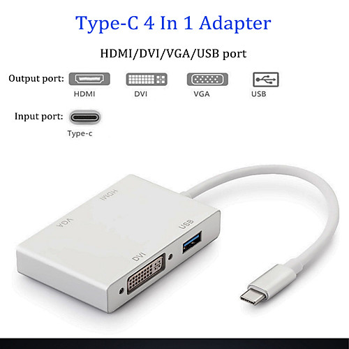 USB 3.0 Type C Adapter Cable / Adapter / Converter, USB 3.0 Type C to HDMI 1.4 / DVI / VGA Adapter Cable / Adapter / Converter Male - Female
USB 3.0 Type C Adapter Cable / Adapter / Converter, USB 3.0 Type C to HDMI 1.4 / DVI / VGA Adapter Cable / Adapter / Converter Male - Female