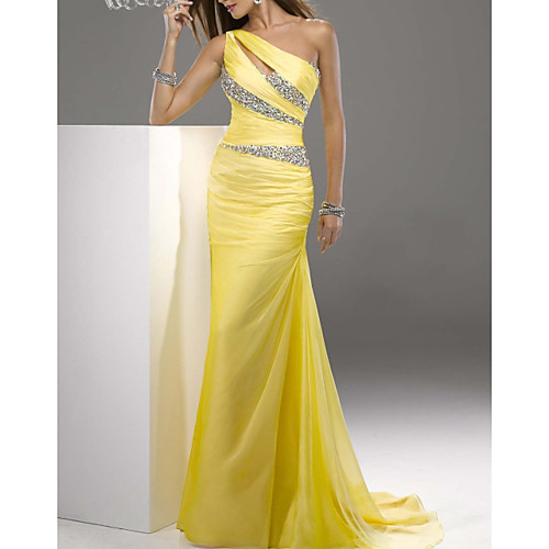 Sheath / Column Sexy Engagement Formal Evening Dress One Shoulder Sleeveless Sweep / Brush Train Chiffon with Crystals Draping 2021
Sheath / Column Sexy Engagement Formal Evening Dress One Shoulder Sleeveless Sweep / Brush Train Chiffon with Crystals Draping 2021