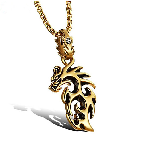 Men's Cubic Zirconia Pendant Necklace Geometrical Dragon Fashion Titanium Steel Gold White 55 cm Necklace Jewelry 1pc For Daily Holiday
Men's Cubic Zirconia Pendant Necklace Geometrical Dragon Fashion Titanium Steel Gold White 55 cm Necklace Jewelry 1pc For Daily Holiday
