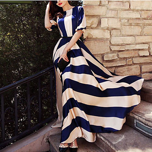 Women's Swing Dress Maxi long Dress Screen Color Long Sleeve Blue & White Striped Print Fall Spring Round Neck Elegant Holiday S M L XL XXL 3XL 4XL
Women's Swing Dress Maxi long Dress Screen Color Long Sleeve Blue & White Striped Print Fall Spring Round Neck Elegant Holiday S M L XL XXL 3XL 4XL