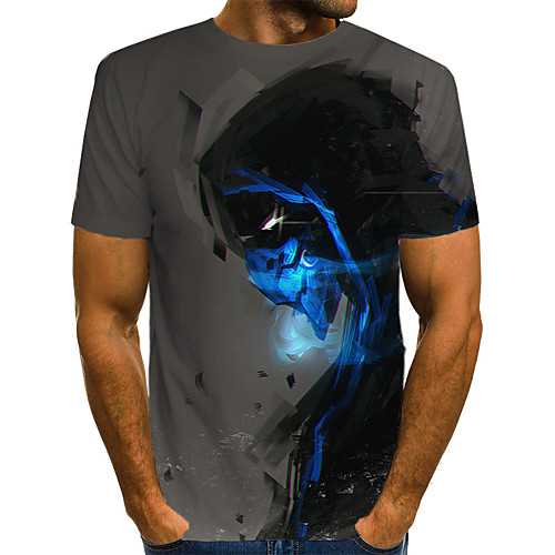 Men's T shirt Color Block 3D Skull Print Short Sleeve Street Tops Streetwear Exaggerated Dark Gray
Men's T shirt Color Block 3D Skull Print Short Sleeve Street Tops Streetwear Exaggerated Dark Gray