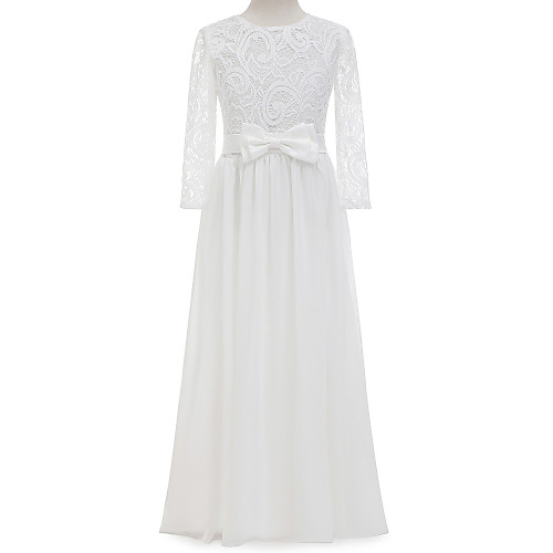 Sheath / Column Long Length Flower Girl Dresses Christmas Chiffon Long Sleeve Jewel Neck with Lace / First Communion
Sheath / Column Long Length Flower Girl Dresses Christmas Chiffon Long Sleeve Jewel Neck with Lace / First Communion