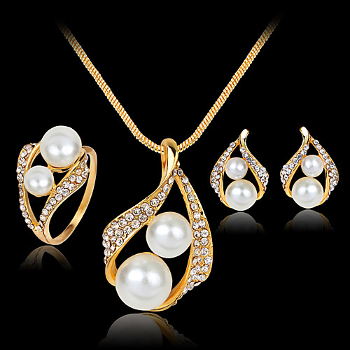 Women's Stud Earrings Pendant Necklace Ring Cut Out Stylish Classic Imitation Pearl Rhinestone Gold Plated Earrings Jewelry Gold For Daily Work 1 set
Women's Stud Earrings Pendant Necklace Ring Cut Out Stylish Classic Imitation Pearl Rhinestone Gold Plated Earrings Jewelry Gold For Daily Work 1 set