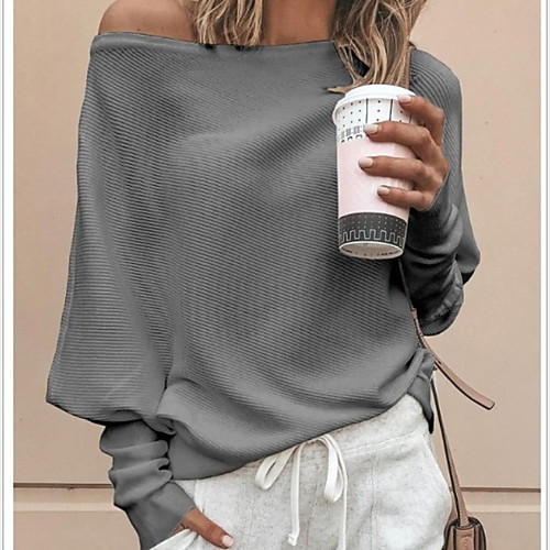 Women's Solid Colored Long Sleeve Loose Pullover Sweater Jumper, Off Shoulder White / Black / Red S / M / L
Women's Solid Colored Long Sleeve Loose Pullover Sweater Jumper, Off Shoulder White / Black / Red S / M / L