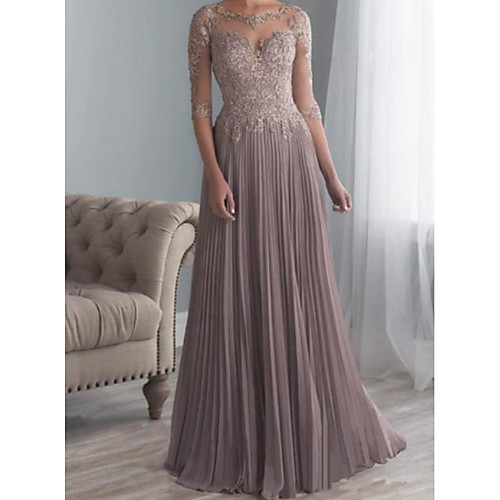 A-Line Mother of the Bride Dress Plus Size Elegant See Through Bateau Neck Sweep / Brush Train Chiffon Lace Half Sleeve with Sash / Ribbon Appliques 2021
A-Line Mother of the Bride Dress Plus Size Elegant See Through Bateau Neck Sweep / Brush Train Chiffon Lace Half Sleeve with Sash / Ribbon Appliques 2021