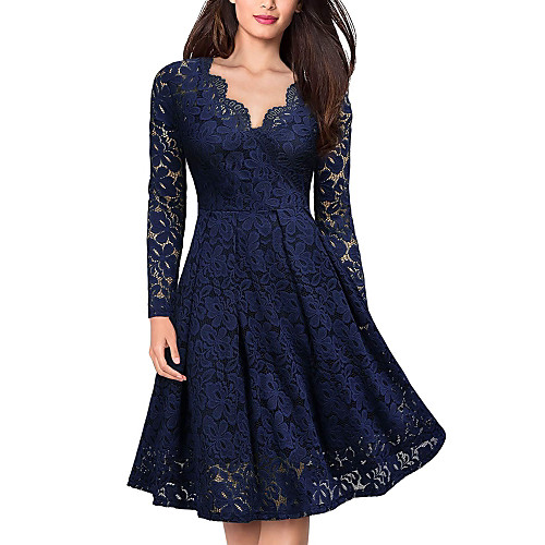Women's Swing Dress Purple Wine Green Black Navy Blue Long Sleeve Solid Colored Cut Out Mesh Lace Deep V Elegant Sophisticated S M L XL XXL 3XL
Women's Swing Dress Purple Wine Green Black Navy Blue Long Sleeve Solid Colored Cut Out Mesh Lace Deep V Elegant Sophisticated S M L XL XXL 3XL