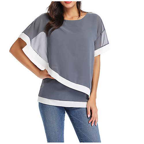 Women's Plus Size Solid Colored Patchwork Loose Blouse Basic Daily Wear Black / Navy Blue / Gray
Women's Plus Size Solid Colored Patchwork Loose Blouse Basic Daily Wear Black / Navy Blue / Gray