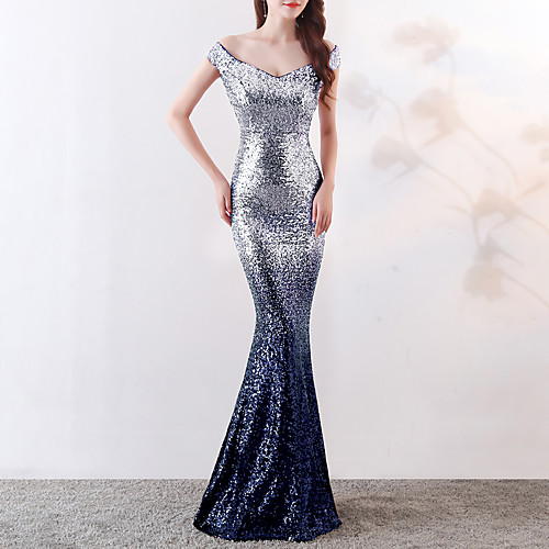 Mermaid / Trumpet Elegant & Luxurious Sexy Formal Evening Dress Off Shoulder Short Sleeve Sweep / Brush Train Sequined with Sequin 2021
Mermaid / Trumpet Elegant & Luxurious Sexy Formal Evening Dress Off Shoulder Short Sleeve Sweep / Brush Train Sequined with Sequin 2021