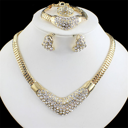 Women's Gold Bridal Jewelry Sets Link / Chain Sweet Heart Vintage Rhinestone Earrings Jewelry Gold / Golden 2 / Golden 3 For Wedding Gift Engagement 1 set
Women's Gold Bridal Jewelry Sets Link / Chain Sweet Heart Vintage Rhinestone Earrings Jewelry Gold / Golden 2 / Golden 3 For Wedding Gift Engagement 1 set
