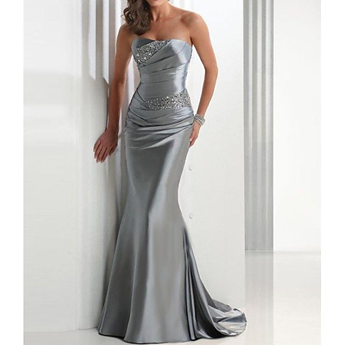 Mermaid / Trumpet Sparkle Wedding Guest Formal Evening Dress Strapless Sleeveless Sweep / Brush Train Satin with Crystals 2021
Mermaid / Trumpet Sparkle Wedding Guest Formal Evening Dress Strapless Sleeveless Sweep / Brush Train Satin with Crystals 2021